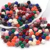 Contas de flor rosa de resina, contas de flor de coral artificial com furo passante, acessórios para pulseiras DIY feitas à mão com contas, joias