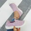 Suministro Directo de Fábrica Zapatos Casuales Transpirables de Tejido Fly-Knit para Mujer, Slip-On de Suela Suave, Zapatos Perezosos Populares para Comercio Electrónico Transfronterizo, Zapatos Slip-On para Verano