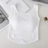 Camiseta regata de algodão puro para garota estilosa com bojos base de cor contrastante não precisa de sutiã bandeau roupa íntima roupa externa sem alças roupa íntima