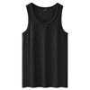 Regata Fresca de Seda Gelo Masculina Verão Cor Pura Respirável e Confortável Colete Camiseta Sem Mangas Moletom Camiseta Básica Fina Esportiva