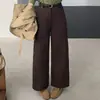 Calça pantalona simples e estilosa para mulheres, nova coleção outono/inverno 2026, cintura alta, modelagem solta, design de perna reta, elegante e fluida, calça longa casual