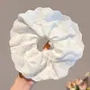 Elástico de Cabelo Estilo Coreano com Toque de Luxo, Acessório de Cabelo Lenço Quadrado, Scrunchie Doce de Laço, Tamanho Grande para Mulheres