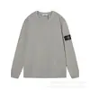 Sudadera de cuello redondo estilo europeo y americano color piedra Camiseta de manga larga Corte holgado Unisex Estilo pareja Insignia de brazalete Isla Casual Versátil