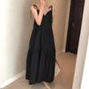 Vestido Largo de Tirantes Profundo en V Estilo Chic Coreano 2026 Holgado Casual en Capas Hasta la Rodilla para Mujer