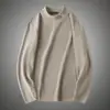 Camiseta interior para hombre de terciopelo alemán con cuello semi-alto, otoño e invierno, forro polar, engrosada, bordada, manga larga, top cálido con cuello