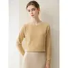 Suéter Pulóver de Cuello Redondo de Cachemira Pura Nuevo Otoño e Invierno para Mujer Ajuste Delgado Prenda Base de Punto Top Simple Versátil