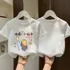 Camiseta de Manga Corta de Algodón Puro para Niñas Top de Verano 2026 Nuevo Estilo Coreano Infantil Holgada Elegante Estampado de Dibujos Animados Ropa de Verano