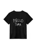 Camiseta Negra de Manga Corta con Cuello Redondo, Estilo Nuevo de Verano para Mujer, Sencilla con Estampado de Letras, Ropa Exterior Casual, Top Versátil para Mujer
