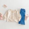 Cardigan de cor sólida para meninas de 0 a 5 anos, primavera, Coreia do Sul, roupas infantis, jaqueta simples da moda para meninas, roupas infantis de primavera AY581