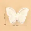Lindo Patch Bordado de Flor com Laço Branco Leitoso DIY para Sapatos, Chapéus, Meias, Roupas, Calças, Acessórios Decorativos Infantis