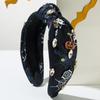 Novos Acessórios de Cabelo de Tecido com Teia de Aranha Estampada de Halloween com Diamantes e Acessórios de Abóbora Pegajosa e Diabo Argolas de Cabelo da Moda para Festas para Mulheres