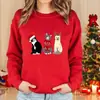 Nuevo Suéter Navideño de Gato para Mujer de Manga Larga Redondo