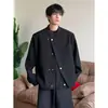 Nova jaqueta de terno preta estilo chinês oversized para homens, adequada para primavera e outono, com um visual moderno, sofisticado e estiloso, e um caimento relaxado e solto