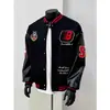 Chaqueta de béisbol de retazos de cuero PU retro americana de moda para hombre, otoño e invierno, estilo callejero, bordado de letras, holgada, elegante