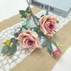 Flor de imitación de 4 cabezas, rosa de esquina, rosa de mesa, flor falsa, flor de seda caliente transfronteriza, rosa, flor decorativa de hotel, venta al por mayor