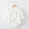Body de Manga Larga Sin Costuras de Algodón Puro para Bebé Otoño Primavera Recién Nacido Clase A Ajustado Doble Capa Protección Abdominal Capa Base