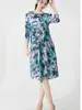 Roupa Estilo Resort de Luxo Shenzhen Nanyou para Mulheres, Roupa Plus Size, Vestido Versátil de Comprimento Médio Solto Estampado Issey Miyake