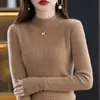 Outono e Inverno Transfronteiriço Novo Suéter de Tricô Casual Simples Moda Temperamento Cor Sólida Versátil Pulôver Manga Longa Feminino