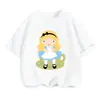 Aliexpress Transfronteiriço Camiseta de Verão Fofa de Desenho Animado Meninos e Meninas Versão Q Estampa de Desenho Infantil