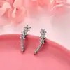 Moda Coreana Brincos de Estrela de Ouro 14K com Diamante Zircônia Brincos Longos de Estrela com Diamante para Mulheres Joias Simples Elegantes