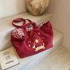 Bolsa de Veludo Transfronteiriça Feminina de Grande Capacidade Outono/Inverno 2024 Nova Bolsa de Ombro Casual Versátil Bolsa Tote de Nicho