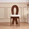 Mesa de Comedor y Sillas Vintage Estilo Francés Wabi-Sabi, Sillas de Comedor de Madera Maciza para Comedor del Hogar, Silla con Respaldo de Sirena en Forma de Llave, Taburete de Maquillaje
