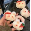 Diadema de felpa suave y pegajosa de calabaza de azúcar para niña, pasador de conejo lindo sonrojado, banda elástica alta, cuerda para el pelo, accesorios para el pelo de estudiante
