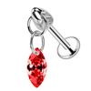 Brincos de Titânio F136 com Zircônia Bullet e Pingente Marquise Joias para Piercing Pregos de Barra Reta para Osso da Orelha para Mulheres