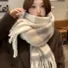 Cachecol Azul Klein Xale de Mohair para Mulheres Aquecedor de Pescoço de Inverno 2025 Novo Outono e Inverno Quente Estilo Coreano Atmosfera