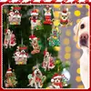 Decorações de Árvore de Natal para Cachorros Transfronteiriços Filhote e Gatinho Pendurados Decorações de Natal de Madeira Enfeites de Cachorro de Madeira Country Pendurados