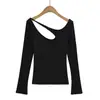 25100-25 Nova Moda Coreana de Inverno Sexy Pura Luxúria Elegante Sexy Efeito Emagrecedor Recorte Elástico Slim Camiseta de Manga Longa