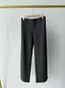Estilo minimalista, pantalones de tweed de lana sin cintura - pantalones tipo banana de mezcla de lana y acetato, pantalones largos rectos de pierna ancha simples