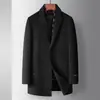 Abrigo de Hombre 2026 Otoño e Invierno Hecho a Mano Gabardina de Lana Doble Cara con Forro Desmontable de Plumas de Ganso, Abrigo Cálido de Lana de Longitud Media
