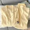 Pijama de Gaze de Algodão Puro com Desenho de Dachshund e Nuvem para Mulheres 2026 Novo Outono/Primavera Mangas Longas Cardigan Roupa de Casa Verão