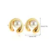 Brincos minimalistas banhados a ouro estilo vintage de luxo leve, modernos e versáteis, brincos circulares geométricos elegantes com pérolas