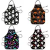 Delantal Estampado de Fantasma Calabaza Murciélago de Halloween Delantal Impermeable Anti-Manchas para Cocina Ropa de Trabajo Anti-Manchas para Barbacoa al Aire Libre