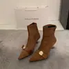 Botas Elasticas de Tacón Alto Puntiagudas Estilo Coreano para Mujer 2026 Tendencia Otoño/Invierno Nuevas Hebilla Metálica Adelgazantes Botines Elegantes Versátiles