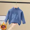Camiseta Base de Forro Polar con Cuello Medio para Niños 2026 Nuevo Estilo Camiseta Casual Infantil Otoño/Invierno Top de Manga Larga Cálido para Niños