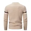 Suéter Jacquard Geométrico Bloque de Color de Cuello Medio Alto para Hombre Otoño e Invierno Bloque de Color Textura Manga Larga Casual Prendas de Punto