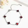 Pulsera de acero de titanio con trébol de cuatro hojas y cinco flores transfronteriza para mujer, joyería de acero inoxidable de lujo ligero, regalo 520, obsequio de negocios