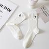 Calcetines de Algodón Puro Nuevos para Primavera y Verano 2025 para Niños AB Estilo Coreano Etiqueta Plegable Carta de Amor Bordado ins Calcetines de Moda de Media Caña para Mujer
