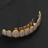 Venda Quente Transfronteiriça Hip Hop Grillz 10 Dentes Grills Cobre Inlaid Zircônia Hip Hop Grillz Personalizado Combinando Joia de Dente Hip Hop