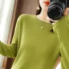 Camiseta base de punto de algodón puro para mujer, cuello redondo con borde enrollado, manga larga, corte holgado, top interior versátil para mujer, Primavera 2026