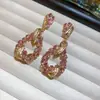Pendientes Colgantes Exagerados de Pluma con Tachuelas de Diamante Cruzados, Pendientes de Diseño de Moda Exagerados, Pendientes de Estilo Lujo Ligero para Mujer