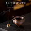 Quemador de incienso de tres patas con doble asa, pequeño quemador de incienso de cerámica para uso doméstico, soporte de incienso estilo Zen, soporte de incienso para estudio y mesa de té, quemador decorativo de aromaterapia