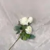 Rosa de Torre Simulada de 3 Cabezas Rama Única Escena de Boda Diseño Guía de Camino Arco Arreglo Floral Hogar Sala de Estar Centro Comercial Tienda Decoración