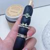 Pequeño Anillo Abierto de Mariposa y Flor de Esmalte Verde Fresco de Verano, Nivel Alto de Lujo Ligero Nicho