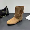 Botas western de estilo post-apocalíptico con plataforma interior para mujer, nueva colección otoño 2026, botines cortos de ante, efecto adelgazante, botines de moda
