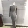 Nuevo Vestido Negro Ajustado de Manga Larga con Cuello Cuadrado, Puro y Sexy, Estilo Kardashian para Mujer