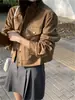 Tiro Real de Estilo Coreano Ins Elegante 2025 Otoño e Invierno Nuevo Retro Francés Calle Suede Chaqueta Corta Larga de Manga Larga para Mujer